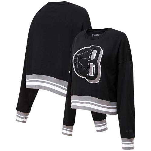 PRO STANDARD Women's Pro Standard Black Brooklyn Nets Mash Up Pullover Sweatshirt 