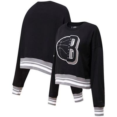 PRO STANDARD Women's Pro Standard Black Brooklyn Nets Mash Up Pullover Sweatshirt 