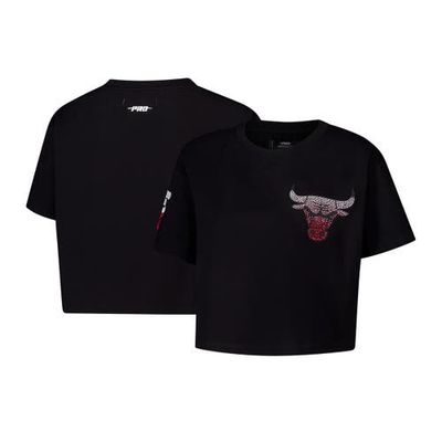 PRO STANDARD Women's Pro Standard Black Chicago Bulls Jewels Boxy Cropped T-Shirt 