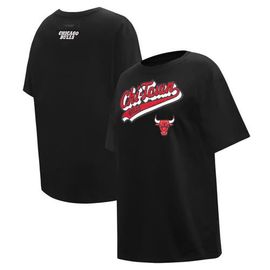 PRO STANDARD Women's Pro Standard Black Chicago Bulls Script Boyfriend T-Shirt 