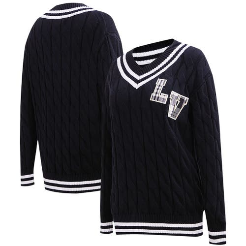 PRO STANDARD Women's Pro Standard Black Las Vegas Raiders Prep V-Neck Pullover Sweater 