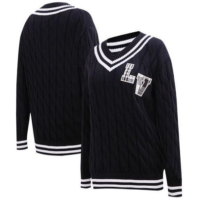 PRO STANDARD Women's Pro Standard Black Las Vegas Raiders Prep V-Neck Pullover Sweater 