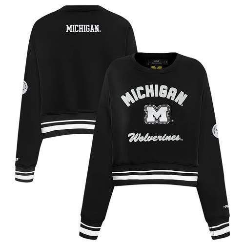 PRO STANDARD Women's Pro Standard Black Michigan Wolverines Pearl Cropped Pullover Sweatshirt 