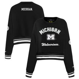 PRO STANDARD Women's Pro Standard Black Michigan Wolverines Pearl Cropped Pullover Sweatshirt 