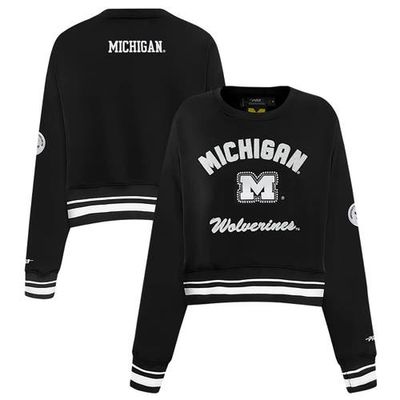 PRO STANDARD Women's Pro Standard Black Michigan Wolverines Pearl Cropped Pullover Sweatshirt 