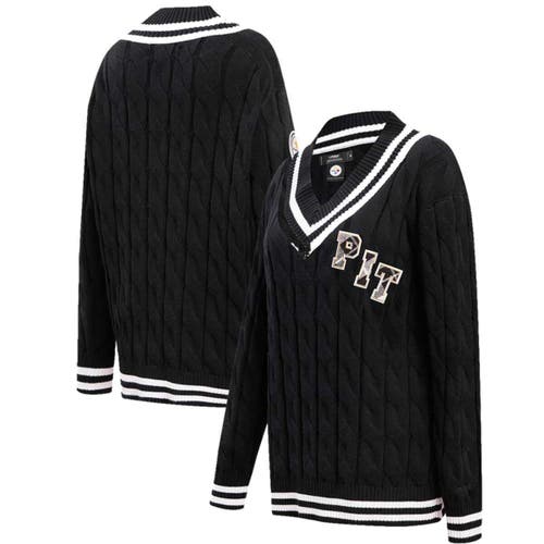 PRO STANDARD Women's Pro Standard Black Pittsburgh Steelers Prep V-Neck Pullover Sweater 
