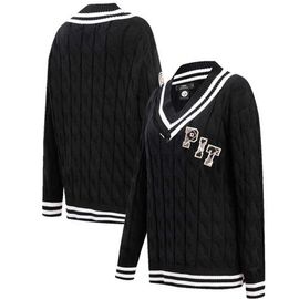 PRO STANDARD Women's Pro Standard Black Pittsburgh Steelers Prep V-Neck Pullover Sweater 