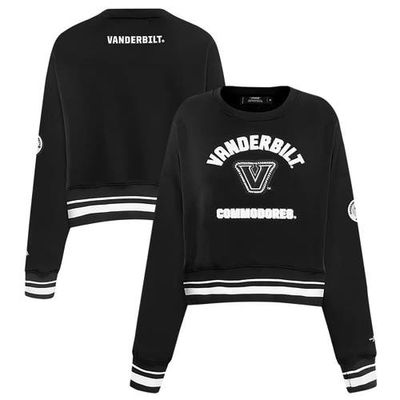 PRO STANDARD Women's Pro Standard Black Vanderbilt Commodores Pearl Cropped Pullover Sweatshirt 