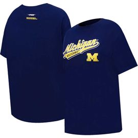 PRO STANDARD Women's Pro Standard Navy Michigan Wolverines Script Tail Oversized Boyfriend T-Shirt 