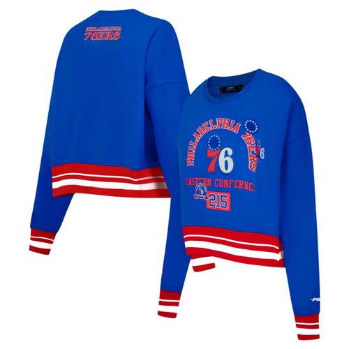 PRO STANDARD Women's Pro Standard Royal Philadelphia 76ers Area Code Cropped Pullover Sweatshirt 