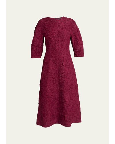 Proenza Schouler Alin Crushed Silk Curved-Sleeve Midi Dress