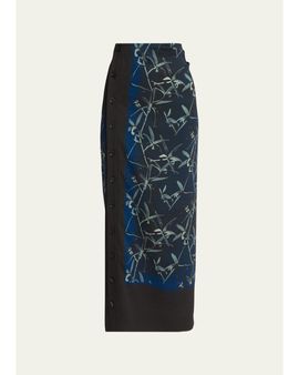Proenza Schouler Anais Floral-Print Button-Side Midi Skirt