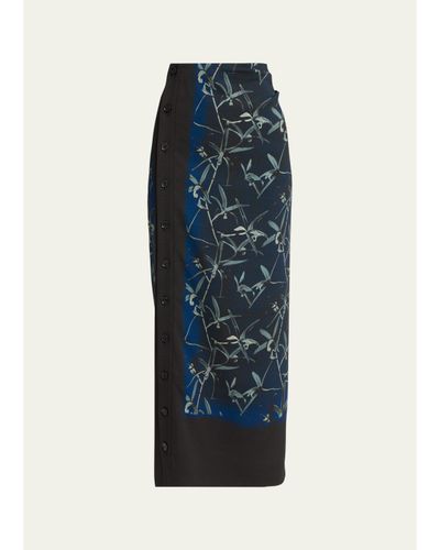 Proenza Schouler Anais Floral-Print Button-Side Midi Skirt