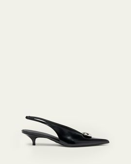 Proenza Schouler Dome Slash Leather Slingback Pumps