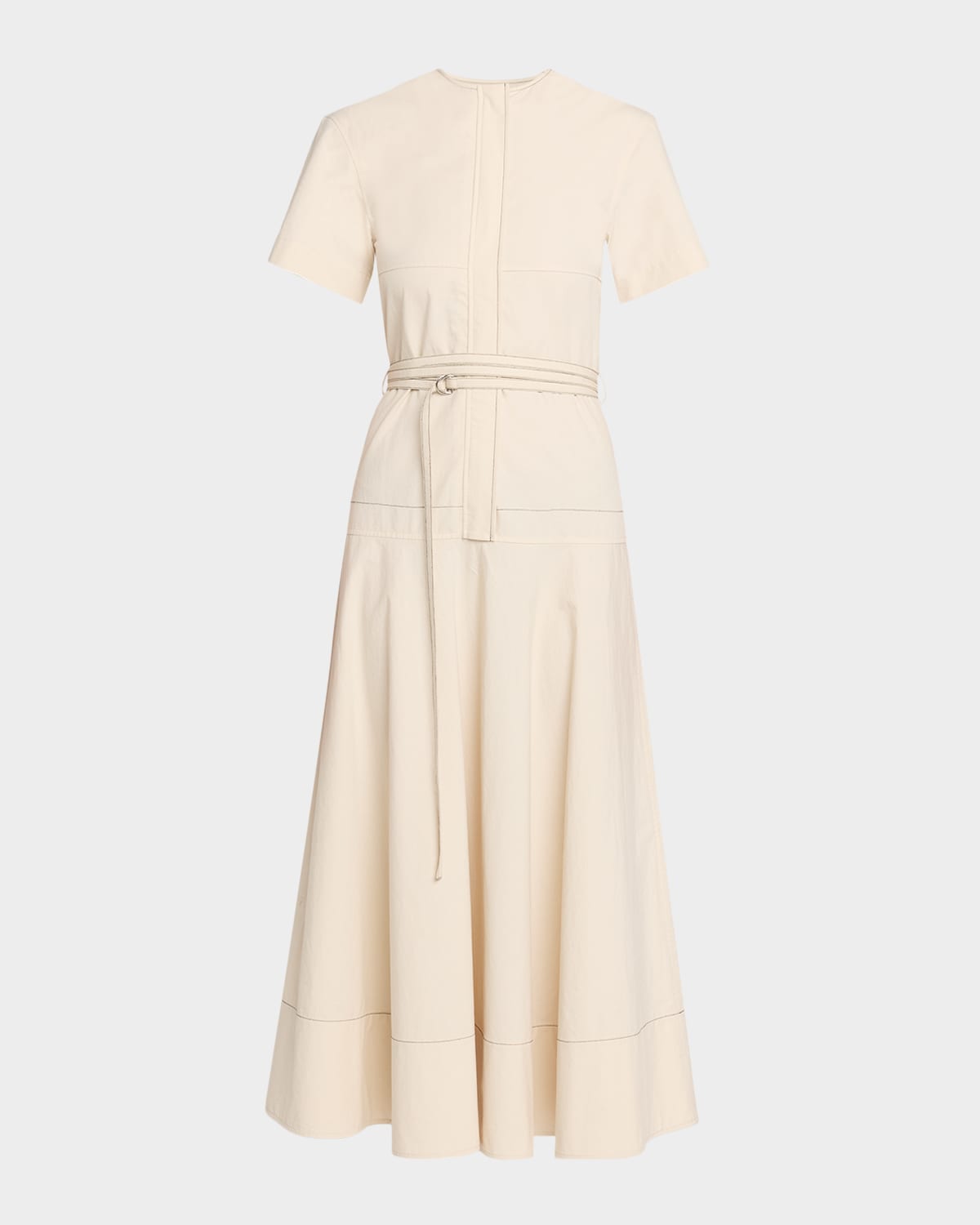 Proenza Schouler Elizabeth Seamed Belted Midi Dress