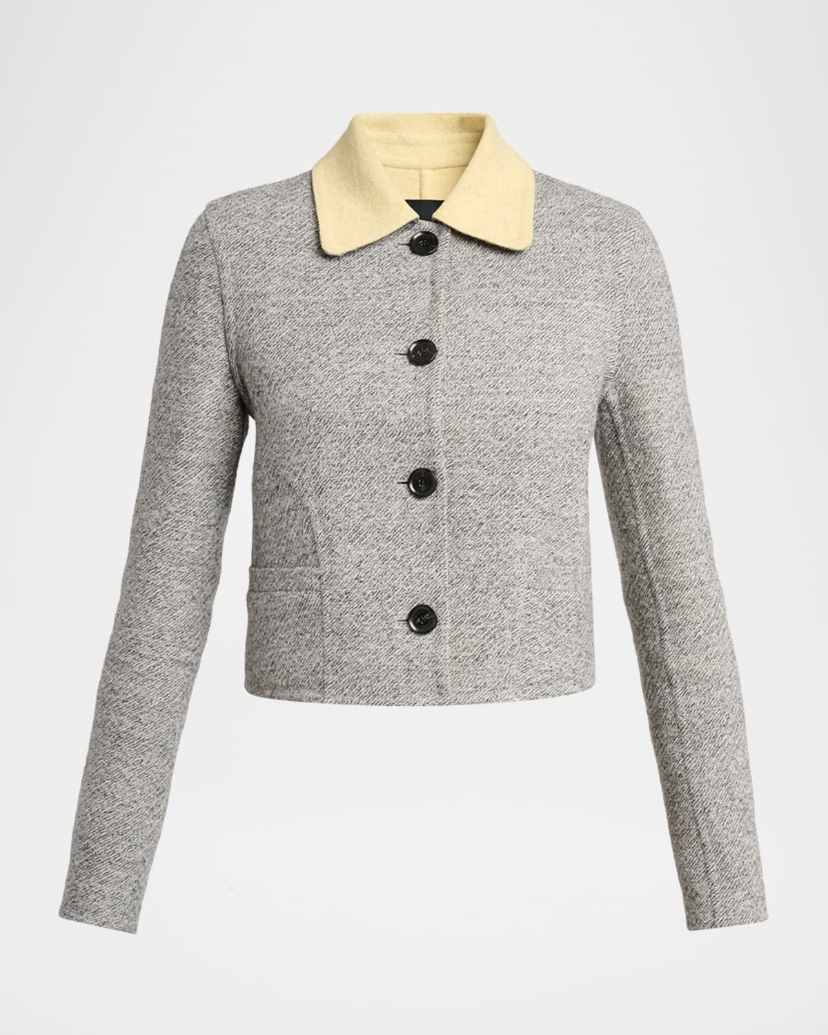 Proenza Schouler Gaelle Contrast-Collar Tweed Single-Breasted Jacket