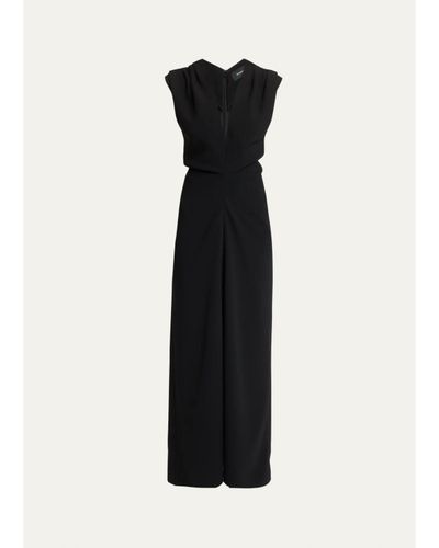 Proenza Schouler Geraldine Plunging Double Crepe Sleeveless Maxi Dress