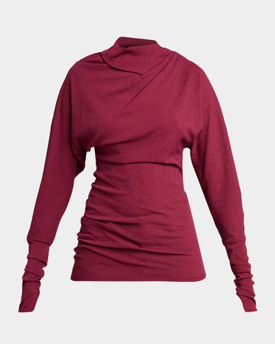 Proenza Schouler Golda Gauze Draped Long-Sleeve Top