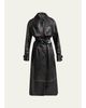 Proenza Schouler Kasia Burnished Leather Belted Long Trench Coat - 1