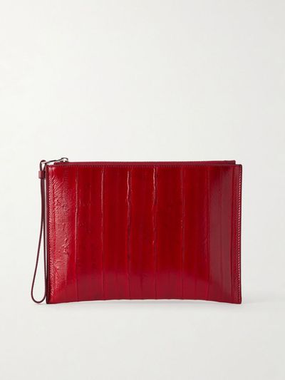 PROENZA SCHOULER Leather intarsia leather-trimmed suede pouch