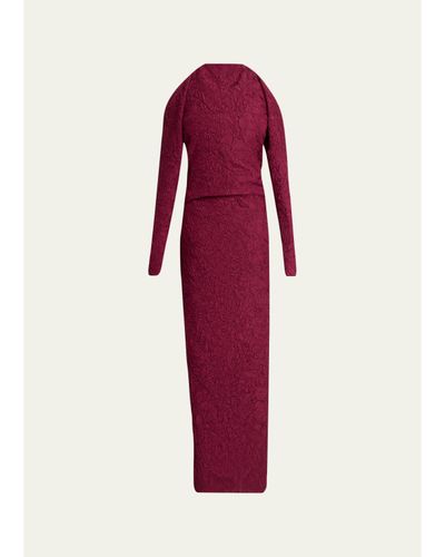Proenza Schouler Lina Crushed Silk Habotai Long-Sleeve Halter Gown