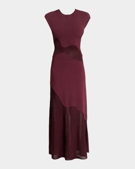 Proenza Schouler Maissa Cap-Sleeve Abstract Paneled Maxi Dress