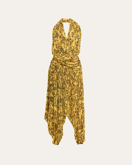 Proenza Schouler Paulina Pleated Halter Handkerchief Maxi Dress