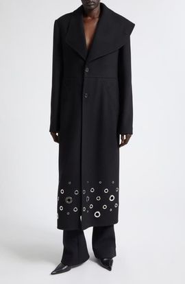 Proenza Schouler Proenza Schouler Alix Grommet Eyelet Wool Melton Coat