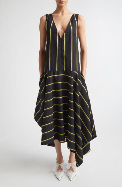 Proenza Schouler Proenza Schouler Beatriz Stripe Asymmetric Midi Dress