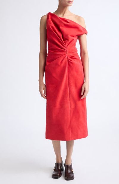 Proenza Schouler Proenza Schouler Kaelin One-Shoulder Suede Midi Dress