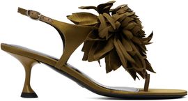 Proenza Schouler Proenza Schouler Khaki Tee Thong Flower Heeled Sandals