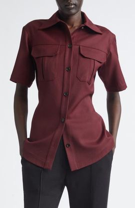 Proenza Schouler Proenza Schouler Nali Wool Blend Gabardine Button-Up Shirt