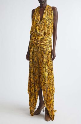 Proenza Schouler Proenza Schouler Paulina Pleated Georgette Halter Dress
