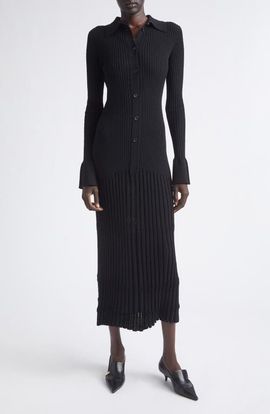 Proenza Schouler Proenza Schouler Rosario Point Collar Ribbed Midi Dress