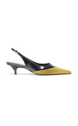 Proenza Schouler Proenza Schouler Slash Slingback in Spazzolato and Satin Combo Green IT 39