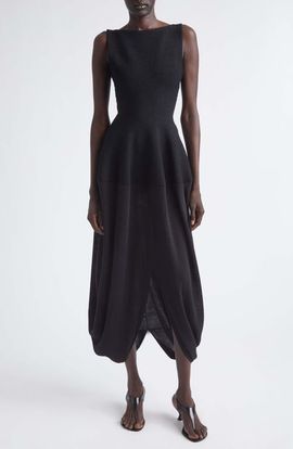 Proenza Schouler Proenza Schouler Sukki Mixed Media Bubble Hem Midi Dress