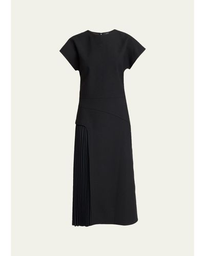 Proenza Schouler Ria Cap-Sleeve Pleated Panel Midi Dress