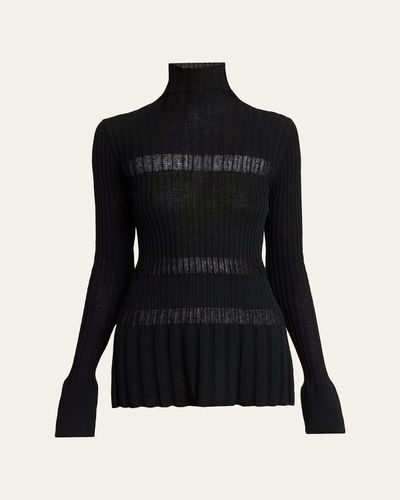 Proenza Schouler Rosario Striped Merino Wool Rib Turtleneck Sweater