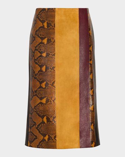 Proenza Schouler Sirine Colorblock Pyhton-Print Leather Skirt