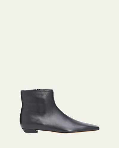 Proenza Schouler Trap Flat Leather Ankle Boots