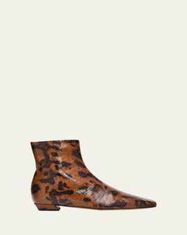 Proenza Schouler Trap Snake-Embossed Leather Ankle Boots