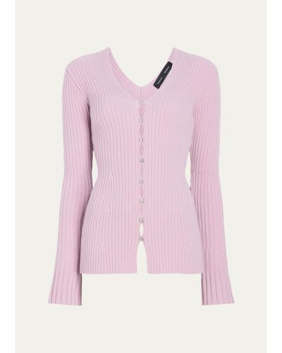 Proenza Schouler Valeria Cashmere Rib V-Neck Cardigan