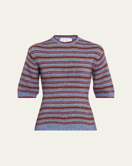Proenza Schouler White Label Dana Striped Short-Sleeve Sweater
