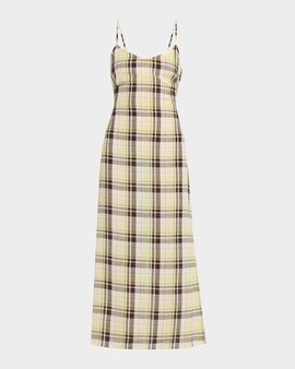 Proenza Schouler White Label Evelyn Plaid Gauze Sleeveless Midi Dress
