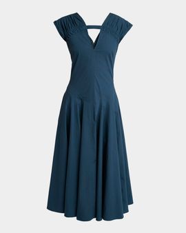 Proenza Schouler White Label Manoela Poplin V-Neck Midi Dress