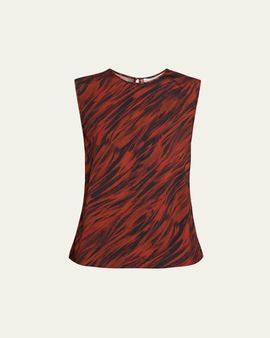 Proenza Schouler White Label Megan Sleeveless Printed Twill Top