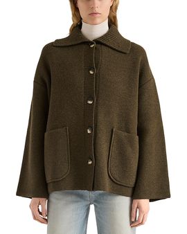Proenza Schouler White Label Proenza Schouler White Label Nelly Merino Wool Collared Sweater Jacket