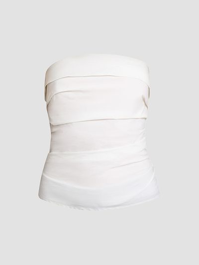 Proenza Schouler Women's Maisy Strapless Pleated Cotton Poplin Top
