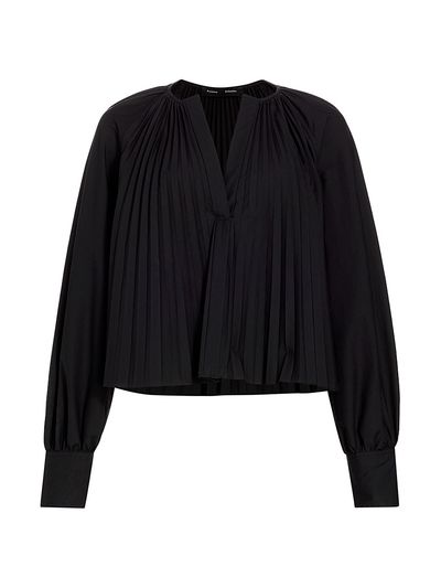 Proenza Schouler Women's Monica Cotton-Blend Poplin Pleated Trapeze Top