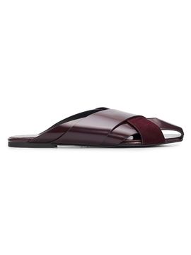 Proenza Schouler Women's Slant Cross Leather & Suede Slides